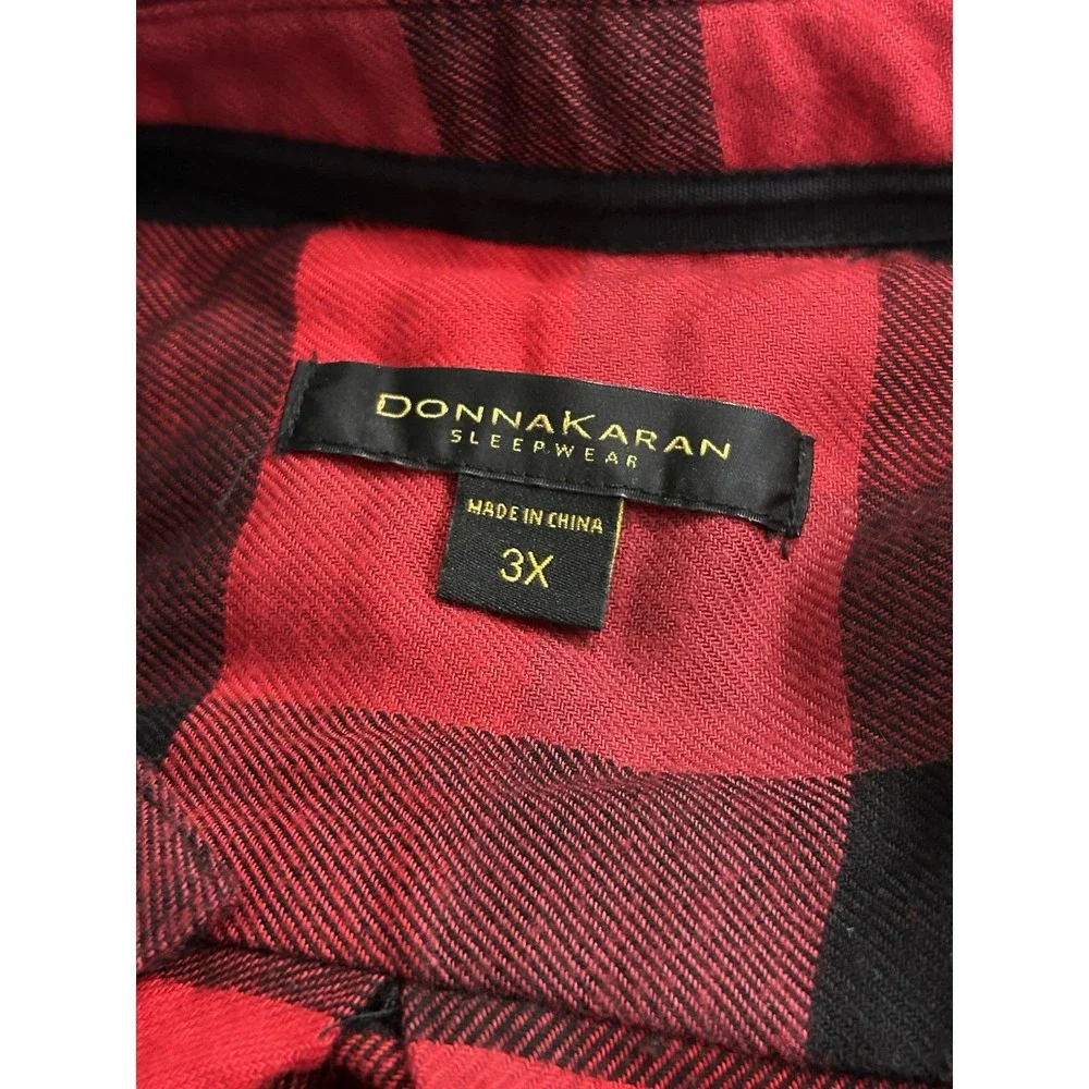 Flannel Nightgown 1-2X Night Shirt Red Buffalo Plaid Donna Karan Sleepwear